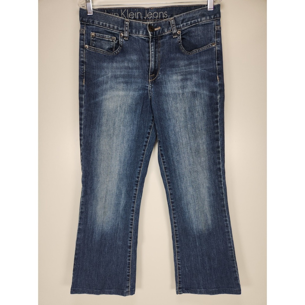 Womens Calvin Klein Jeans Mid Rise Boot Cut Size 30/10 Medium Wash Hemmed to 28" - Picture 2 of 13